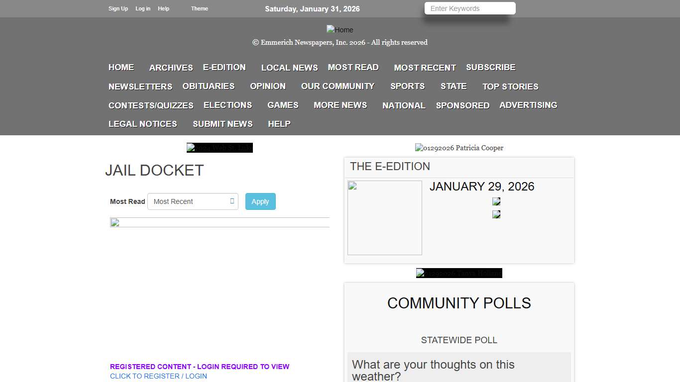 Jail Docket The Columbian-Progress